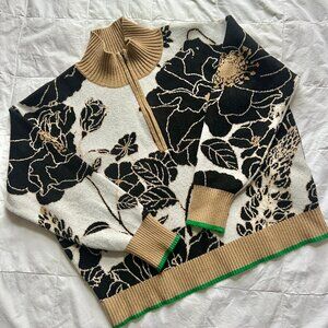 Maeve by Anthropologie Floral Quarter-Zip Sweater – XS